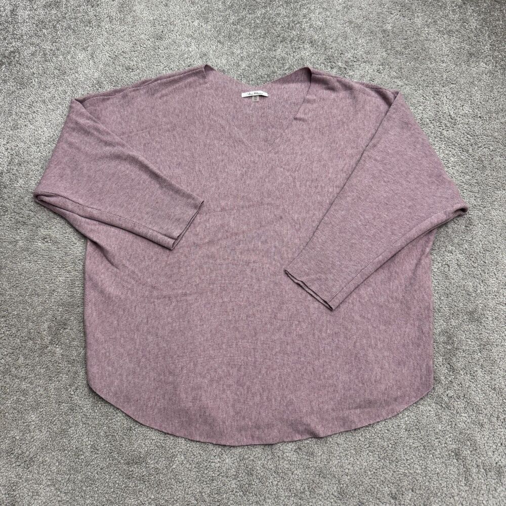 Vila Milano V-Neck Ribbed Oversized Knit Sweater Womens XL Dusty Purple Heather